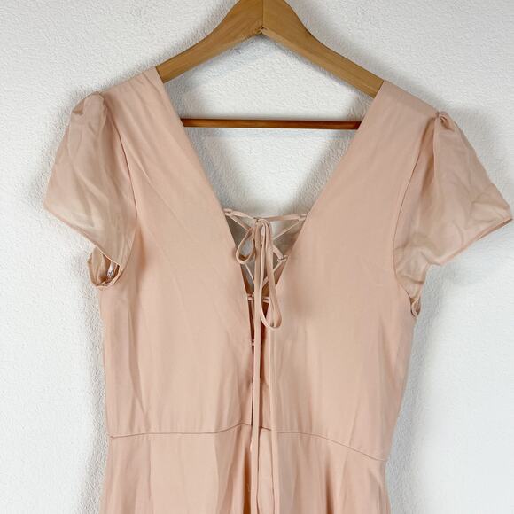 Lulus World on a String Dress Womens Medium Pink Lace-Up Maxi Short Sleeve - Picture 13 of 16